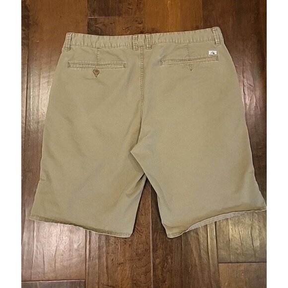 Quicksilver Shorts Mens 38 Brown Khaki Tan Chino 2014 Style Flat Front High Rise - Picture 3 of 11